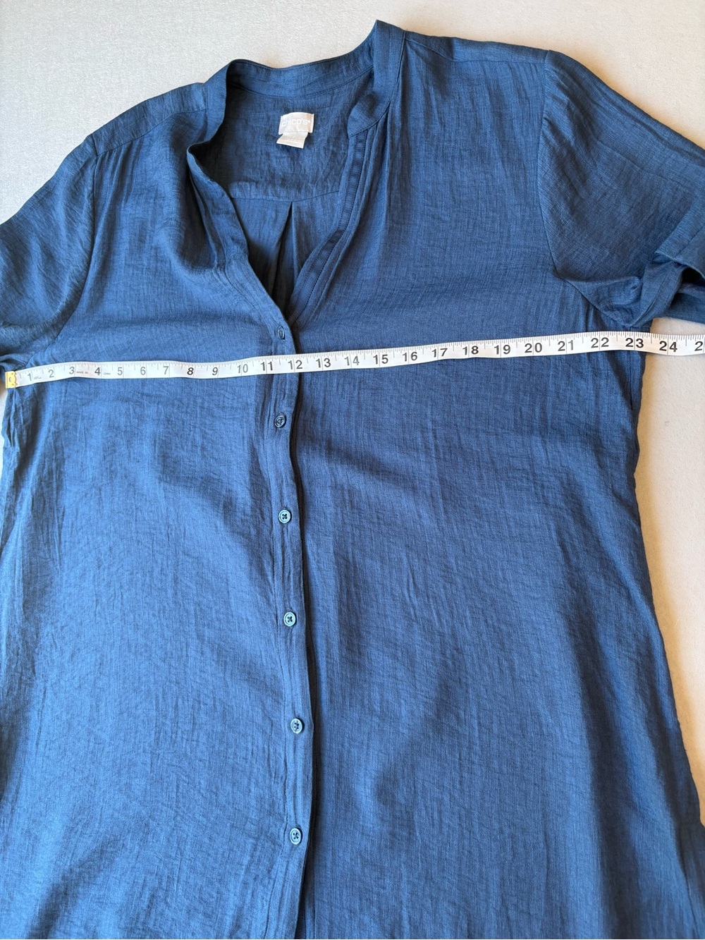 Chico's Casual Rayon Navy Button-Down Tunic sz XL Lightweight Coastal Grandma - Picture 7 of 9